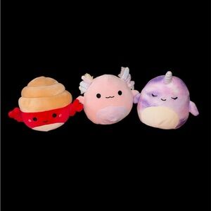 Sea Creatures Squishmallows Cute Trio of Plush Toys 5”